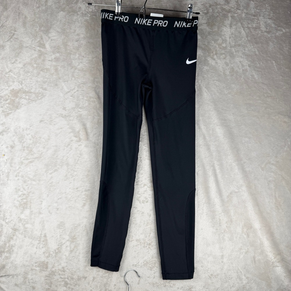 Nike Pro Dri-FIT Kids Girls Black Athletic Leggings Tights Size L Large